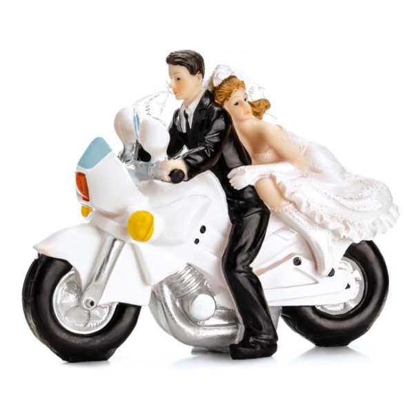 Cake Topper - Newlyweds on Motorbike